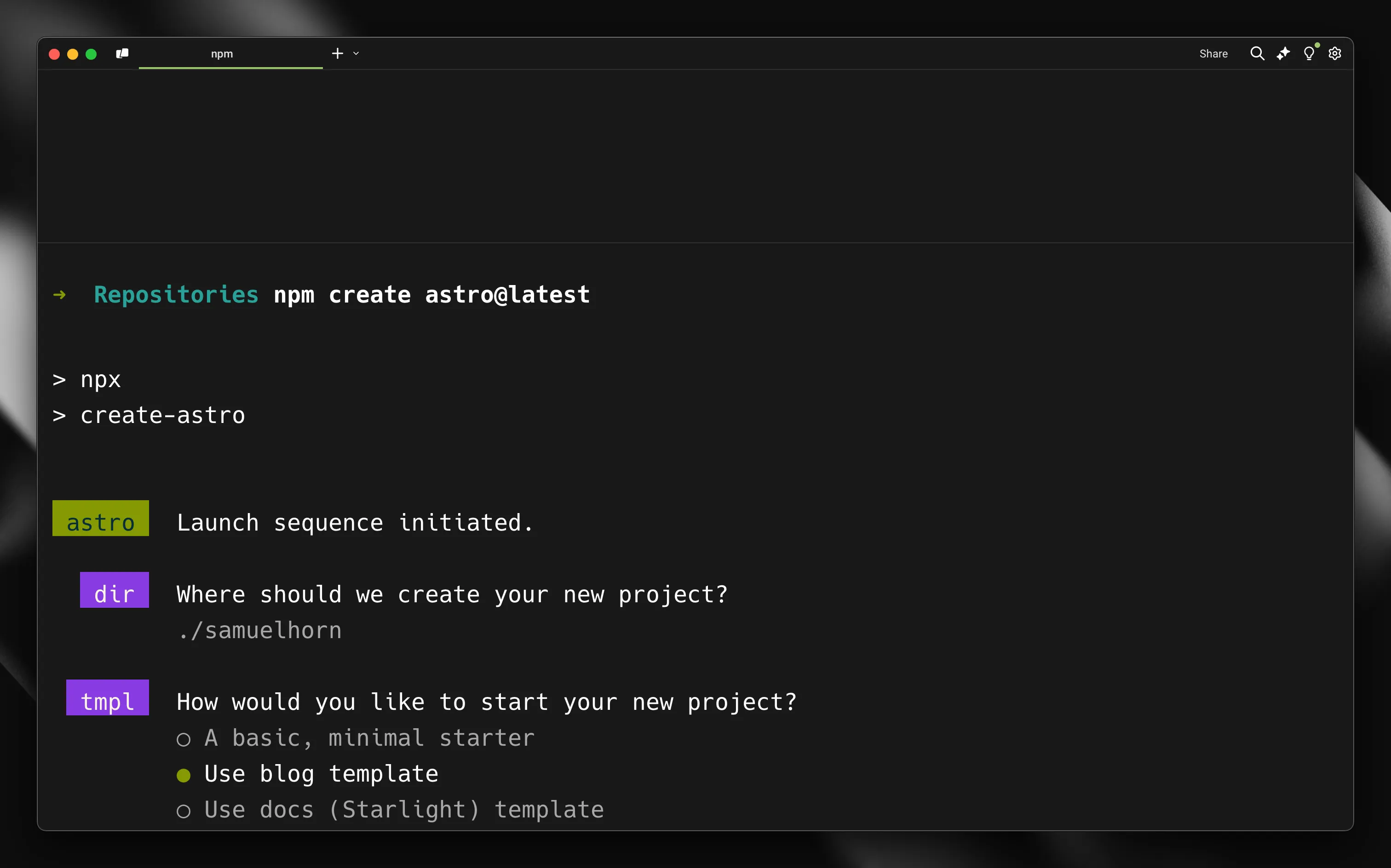 Astro CLI in action Astro CLI in action